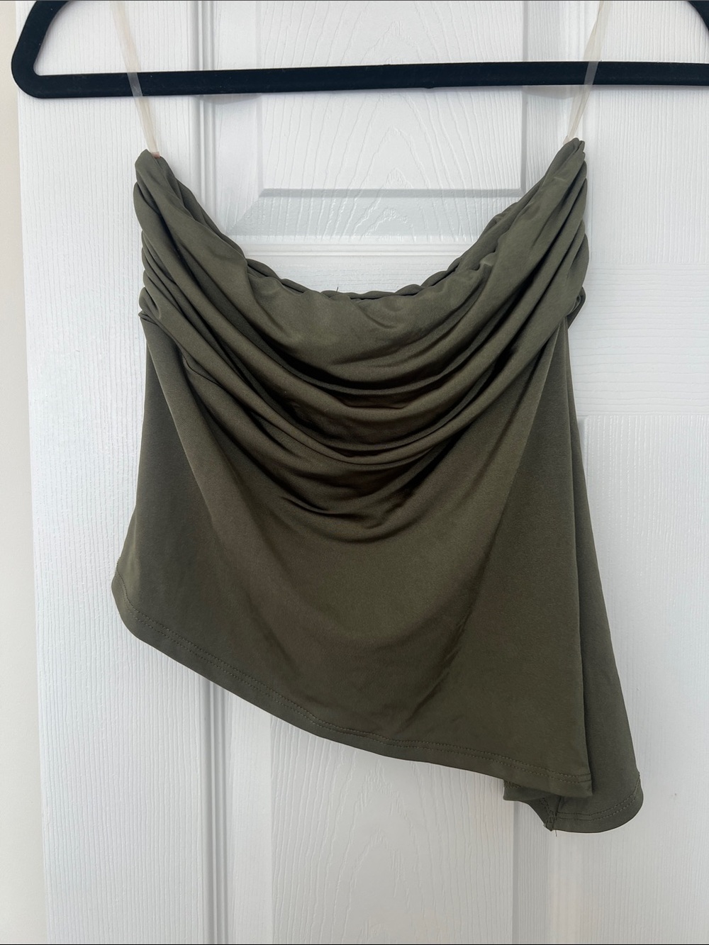 Blue Blush Olive Green Asymmetrical Draped Skirt